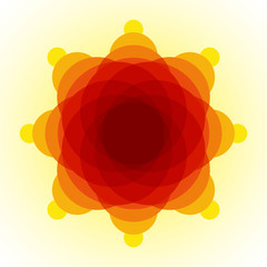 Poster - Yellow, orange and red blended transparent circles on light yellow background