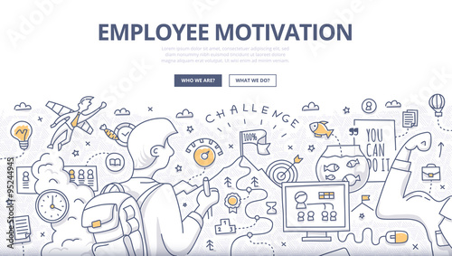 Employee Motivation Doodle Concept Tableau sur Toile
