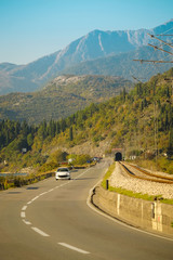 Wall Mural - Landscape with the image of mountain road in montenegro