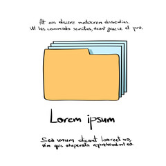 Poster - Folder Document Papers Hand Draw Color Icon