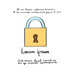 Poster - Lock Hand Draw Color Icon Vector
