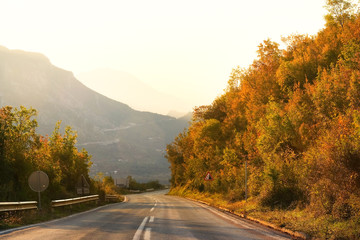 Wall Mural - Landscape with the image of mountain road in montenegro