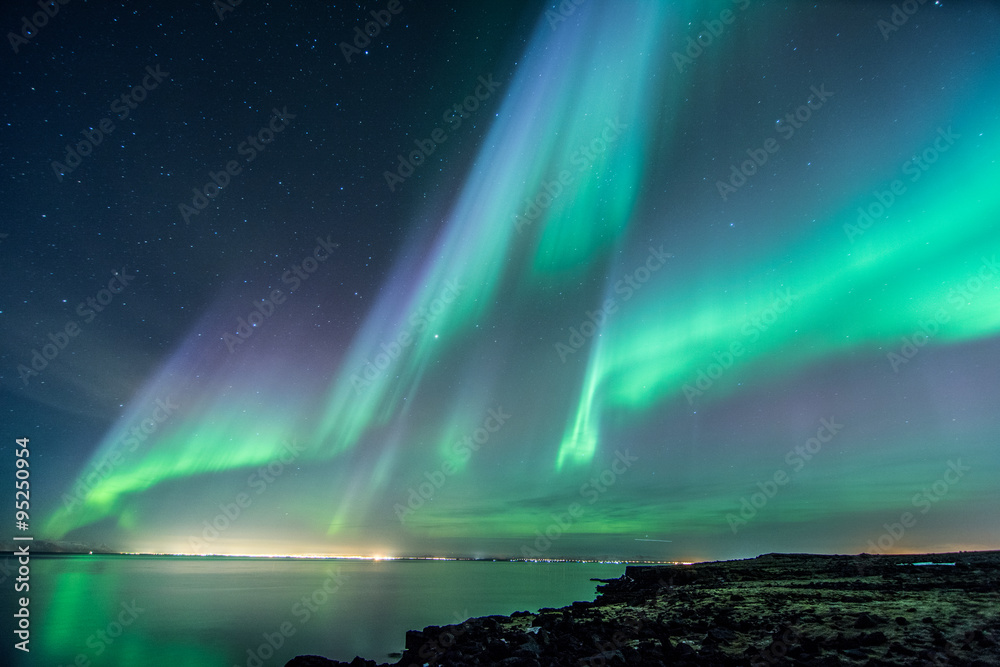 Iceland Aurora Borealis1 - obrazy, fototapety, plakaty 