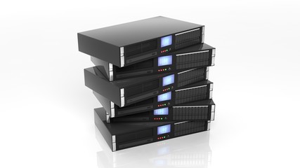 Server racks, isolated on white background