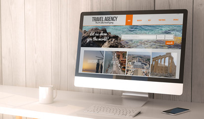 Poster - desktop computer travel agency
