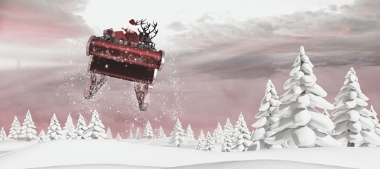 Poster - Composite image of santa flying his sleigh