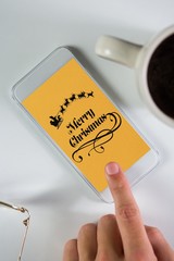 Poster - Composite image of businessman using smartphone
