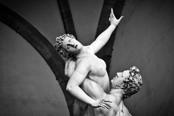 Canvas Print - Ancient sculpture of The Rape of the Sabine Women. Florence, Italy