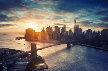 Fototapete - New York City - Manhattan after sunset - beautiful cityscape