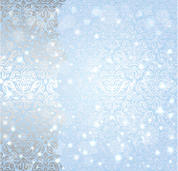 Wall Mural - Shiny blue christmas winter Snowflake vintage invitation background design