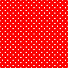 white polka dots on red pattern
