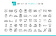 Set of 50 travel icons, thin line style