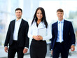 © ASDF - Happy businessman going in front of her team
