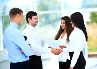 Wall Mural - businessman shaking hands to seal a deal with his partner