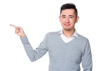 Sticker - Asian Businessman showing finger point up