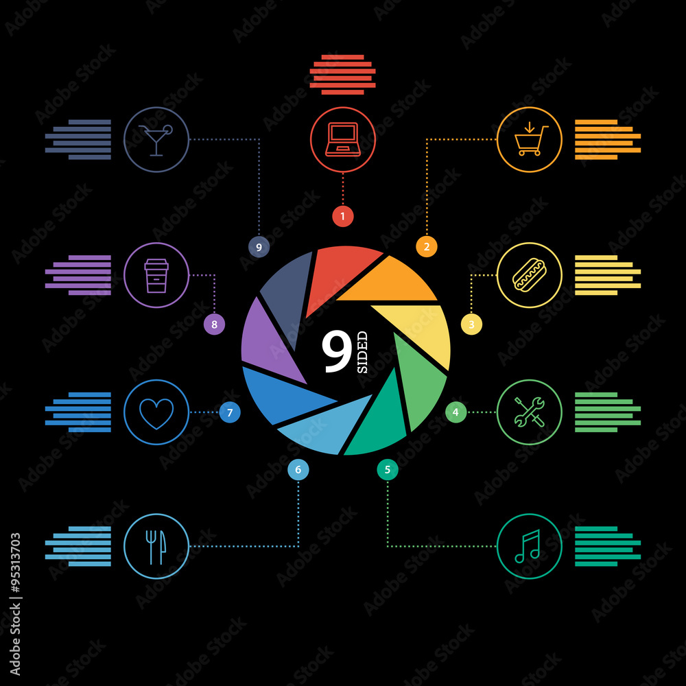 Flat shutter diagram template for your business presentation with text ...