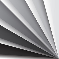 Grey shiny paper layers with realistic shadows abstract background