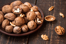 Walnuts On A Wooden Background