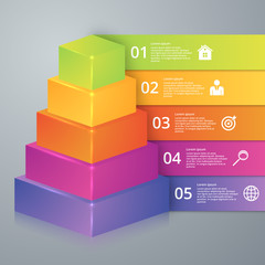 Vector illustration infographics pyramid of five options