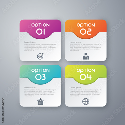 Fotografie, Obraz Vector illustration infographics four rounded rectangle