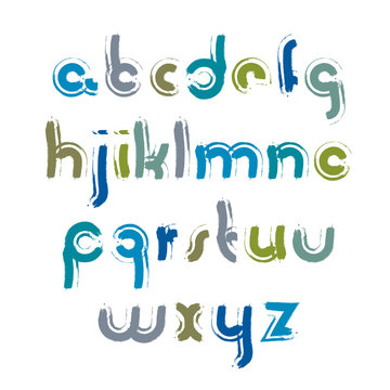 Vector bright calligraphic font with white outline, handwritten