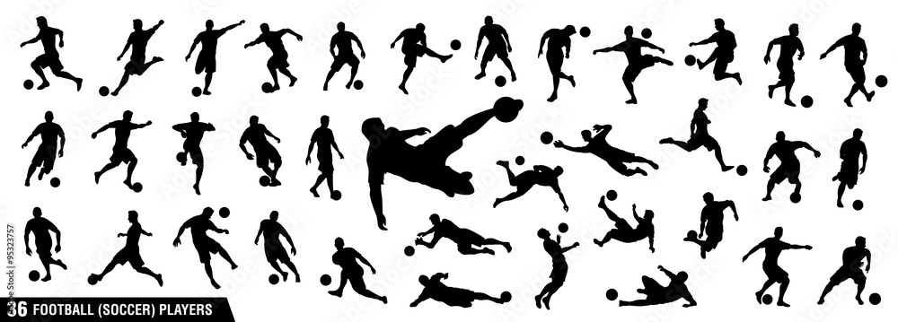 vector set of football (soccer) players 1 - obrazy, fototapety, plakaty 