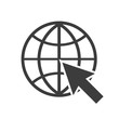 Globe with arrow icon in a flat style web