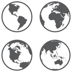 Wall Mural - globe different continents in a flat style