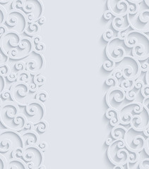 Wall Mural - vector 3d vintage invitation card with floral curled pattern