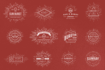 Wall Mural - Sun burst vintage shapes collection set of sun ray frames retro vector design elements