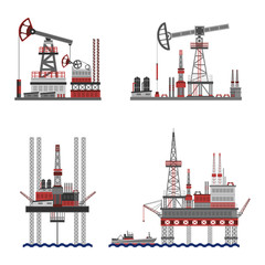 Poster - Oil Petroleum Platform Set