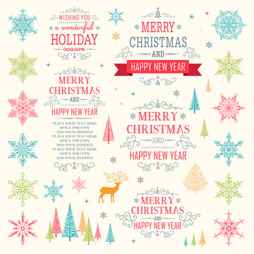 Christmas Set - Illustration. Vector Collection of Christmas and Winter Elements.