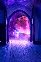 Wall Mural - mystical gate with starry universe inside
