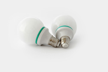 White electric light bulbs isolated on white background