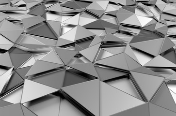 Poster - Abstract 3D Rendering of Low Poly Metal Surface.