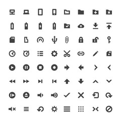 Poster - vector solid monochrome software icons set.