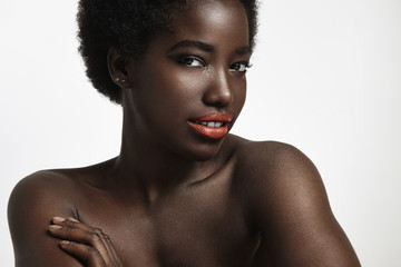 Wall Mural - charming black woman with strobing skin