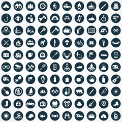 camping 100 icons universal set