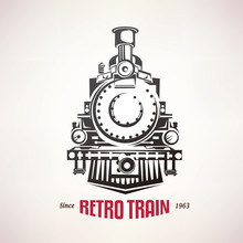 Retro Train, Vintage  Vector Symbol, Emblem, Label Template
