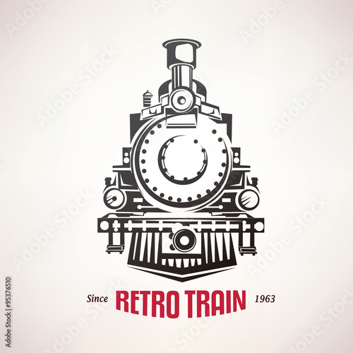 Fotomural retro train, vintage vector symbol, emblem, label template