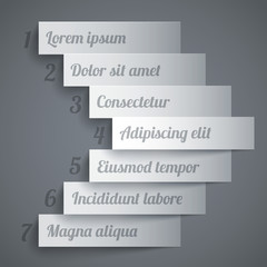 Poster - Infographics 7 options paper stripe banners arrow with realistic shadows on dark grey background