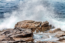 Wave And Splashes Coast Of Death, Galicia, Spain