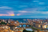 Fototapeta Na sufit - Arno and Ponte Vecchio at sunset, Florence, Italy