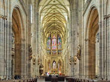 Interior Of St. Vitus Cathedral In Prague, Czech Republic