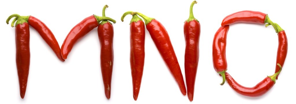 Close up view of the letter made of pepper
