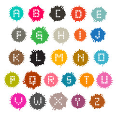 Sticker - Colorful Vector Grunge Splashes Alphabet ABC Set