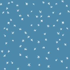 Vector seamless hand drawn simple snow pattern.