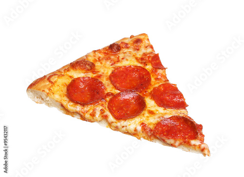 Fotomural Slice of fresh italian classic original Pepperoni Pizza isolated