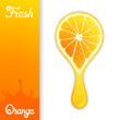 Stylized half orange from which squeezed fresh juice. Juicy design elements