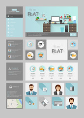 Fototapete - one page website design template in flat design style
